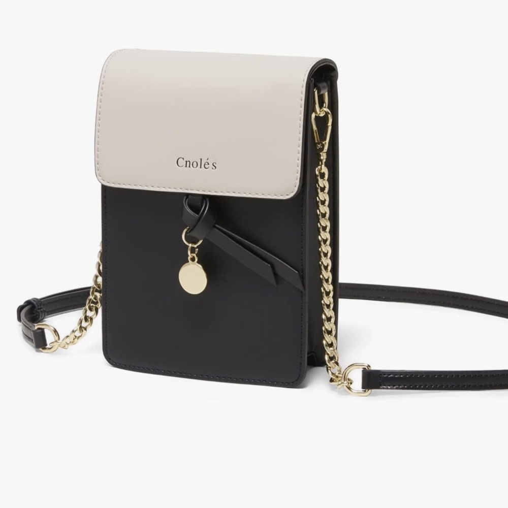 Small Crossbody Wallet Bag - Leather Black & White